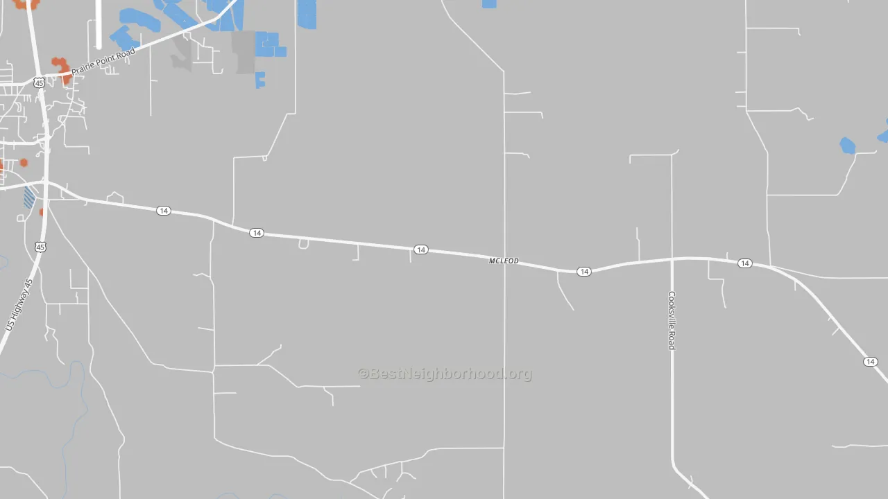Bike Grade map of McLeod, MS