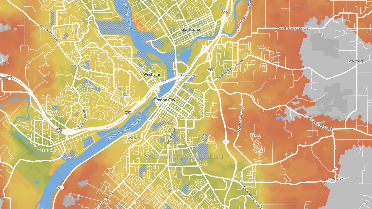 Bike Grade map of McLoughlin, Oregon City, OR