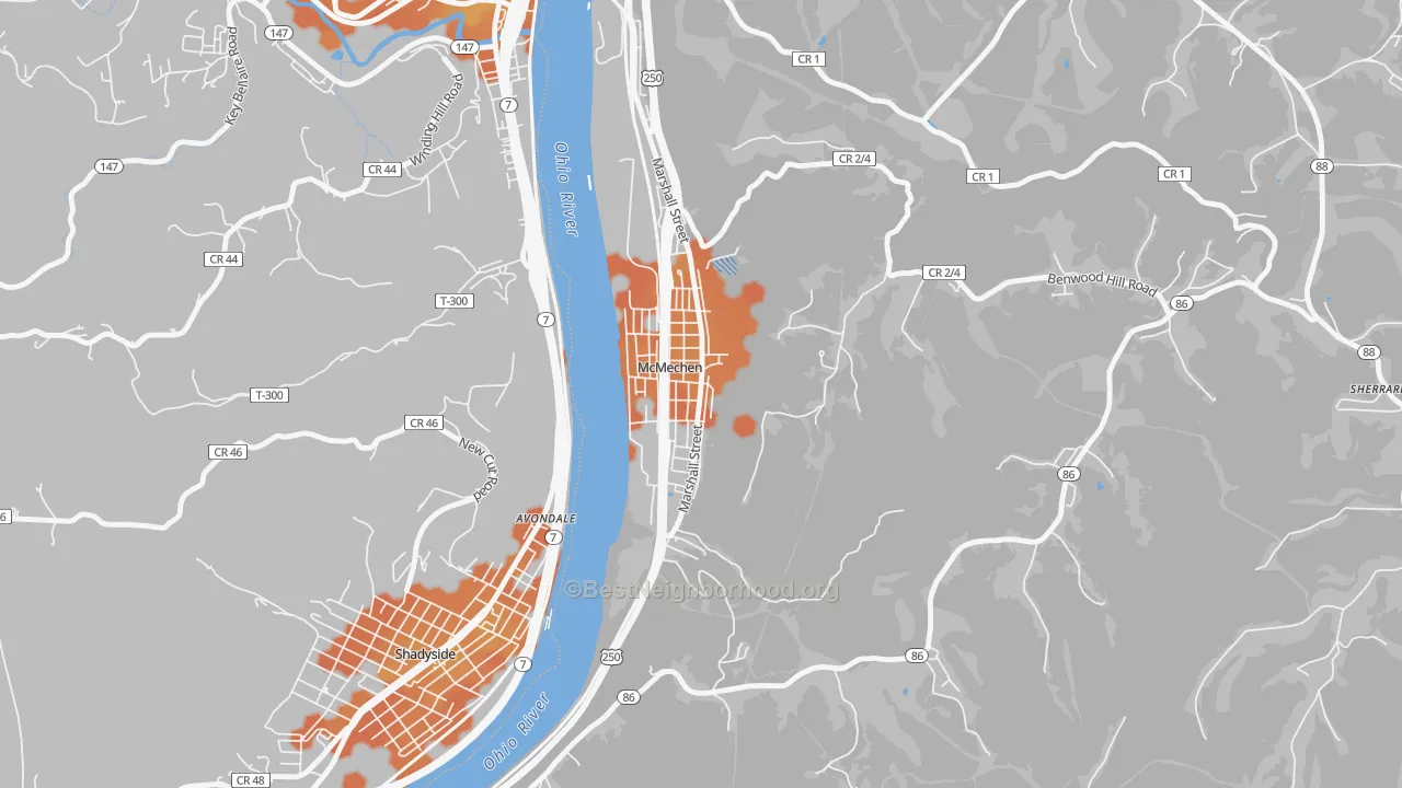 Bike Grade map of McMechen, WV