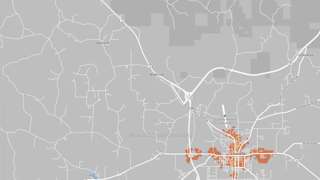 Bike Grade map of McMillan, MS