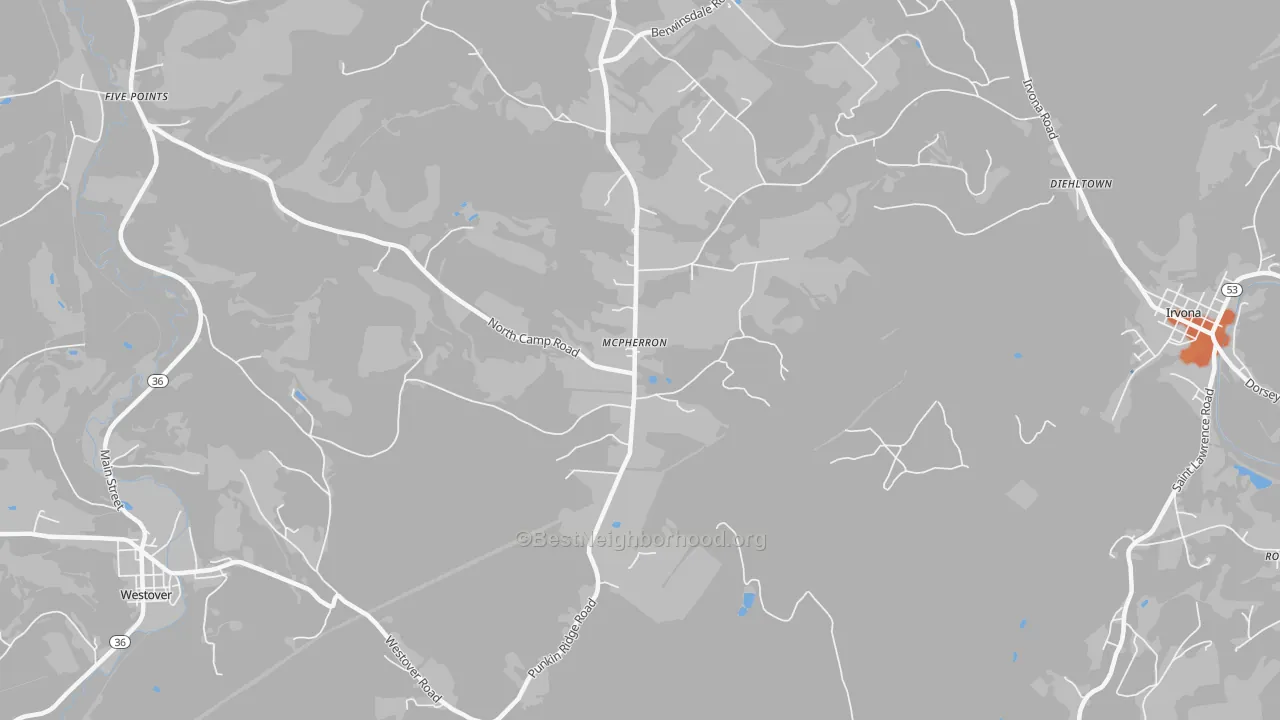 Bike Grade map of McPherron, PA