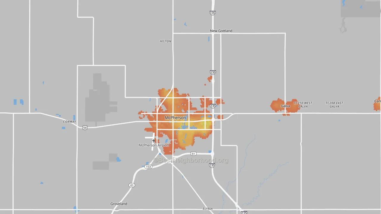 Bike Grade map of McPherson County, KS