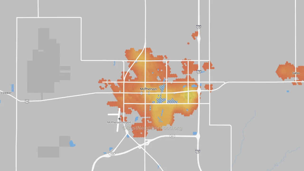 Bike Grade map of McPherson, KS
