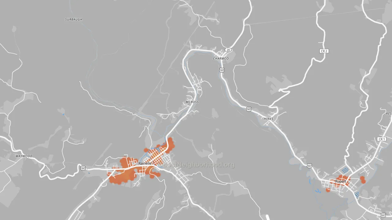 Bike Grade map of McRoss, WV