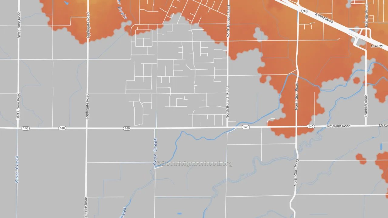 Bike Grade map of McSwain, CA
