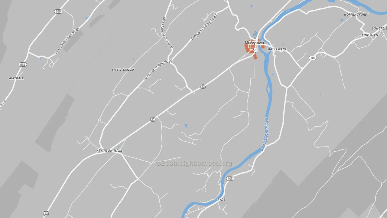 Bike Grade map of Mcveytown, PA