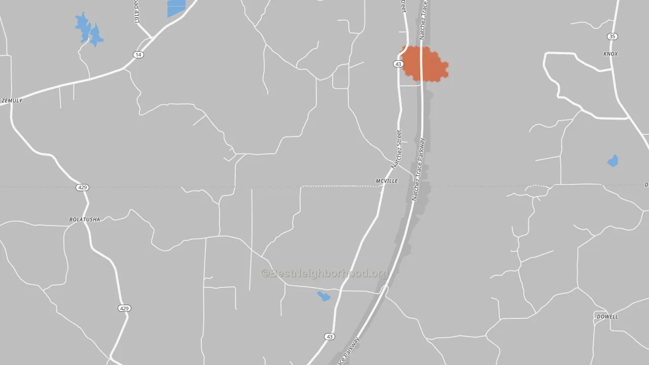 Bike Grade map of McVille, MS