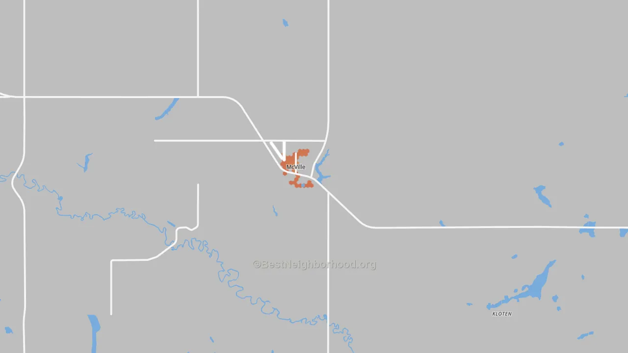 Bike Grade map of Mcville, ND