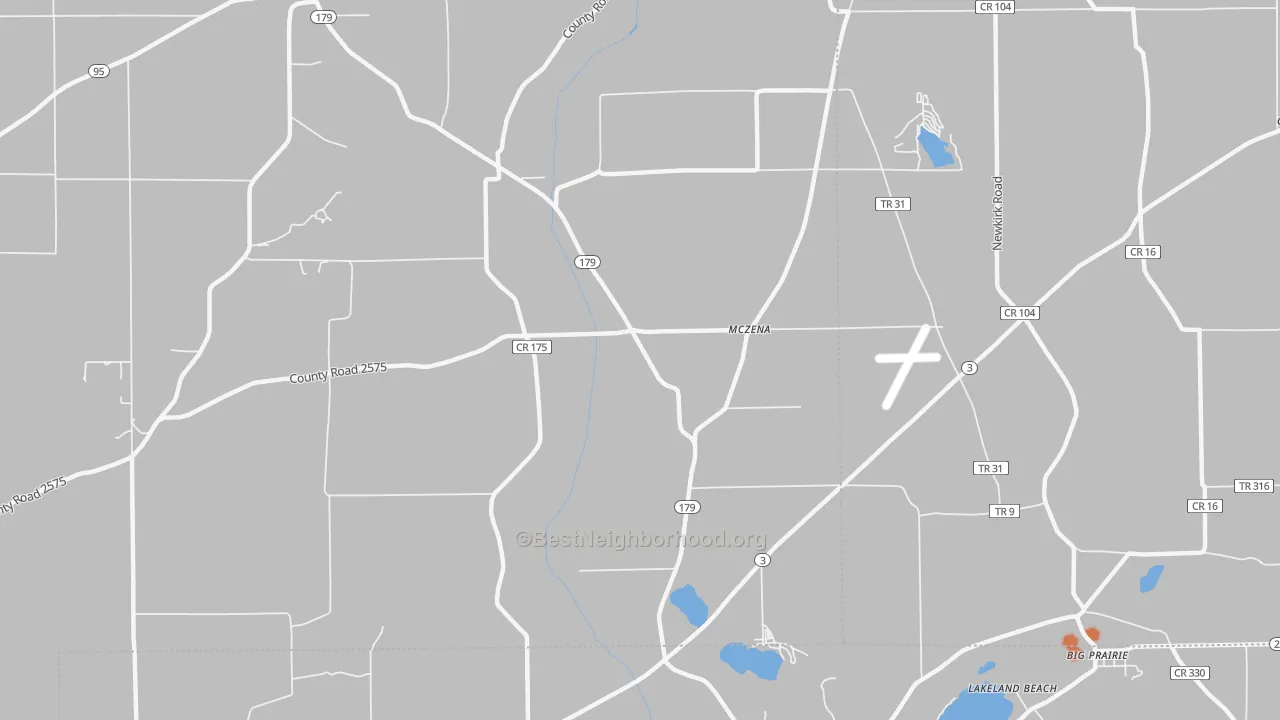 Bike Grade map of McZena, OH