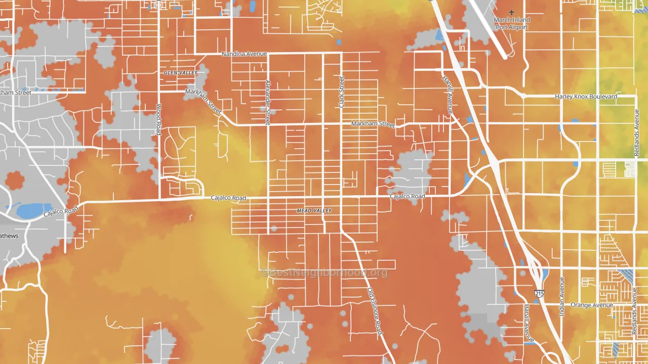 Bike Grade map of Mead Valley, CA