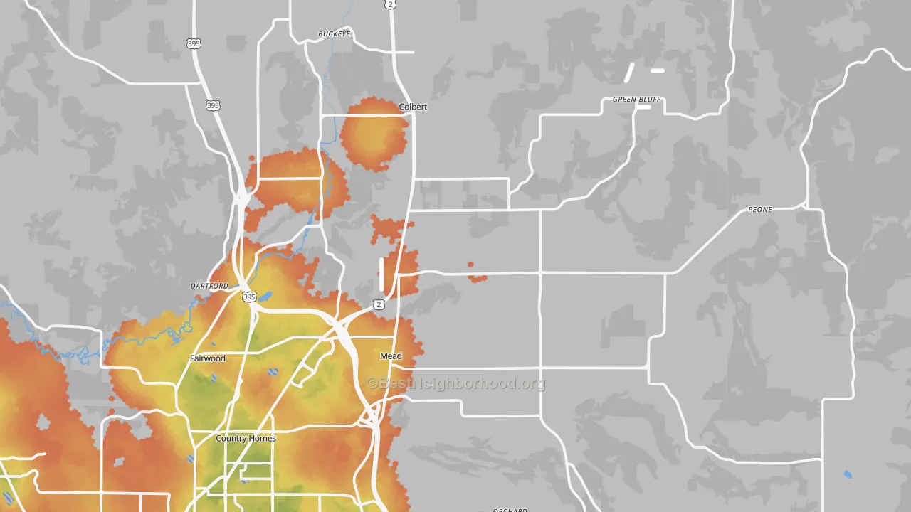 Bike Grade map of Mead, WA