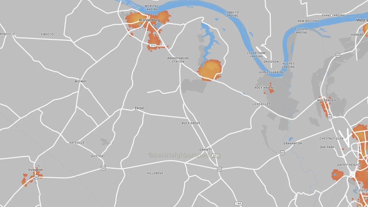 Bike Grade map of Meade County, KY