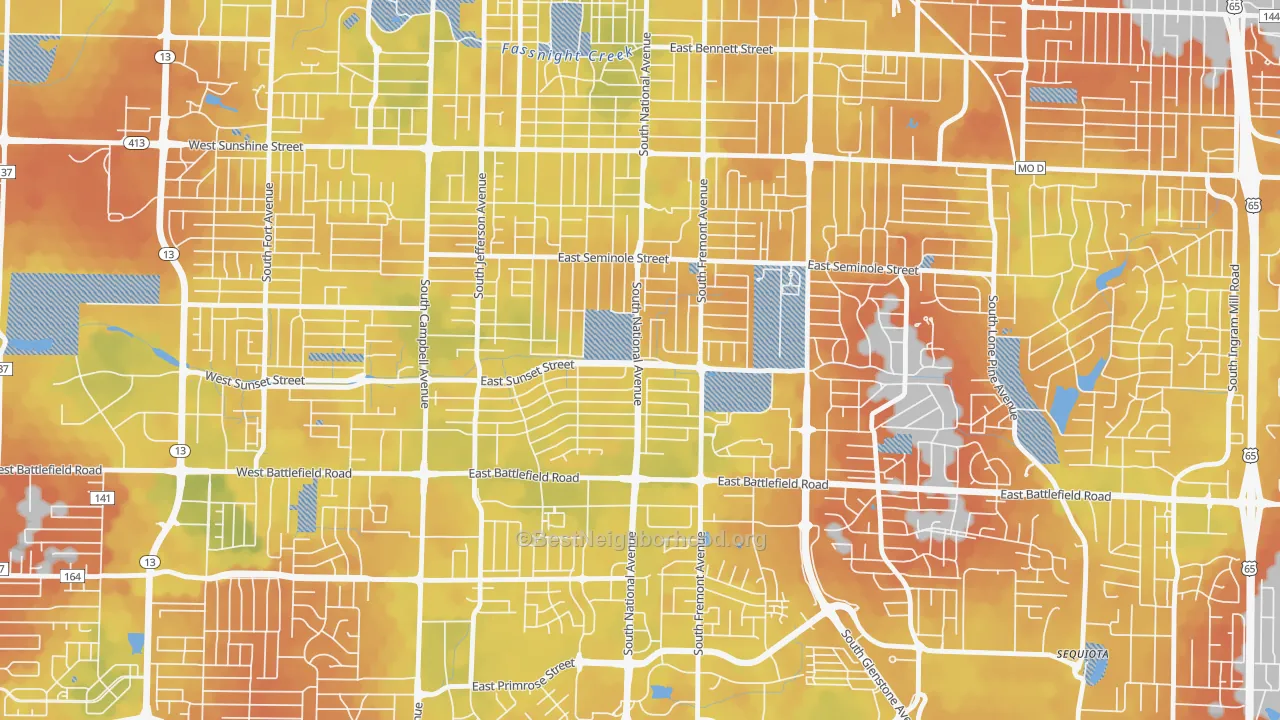 Bike Grade map of Meador Park, Springfield, MO