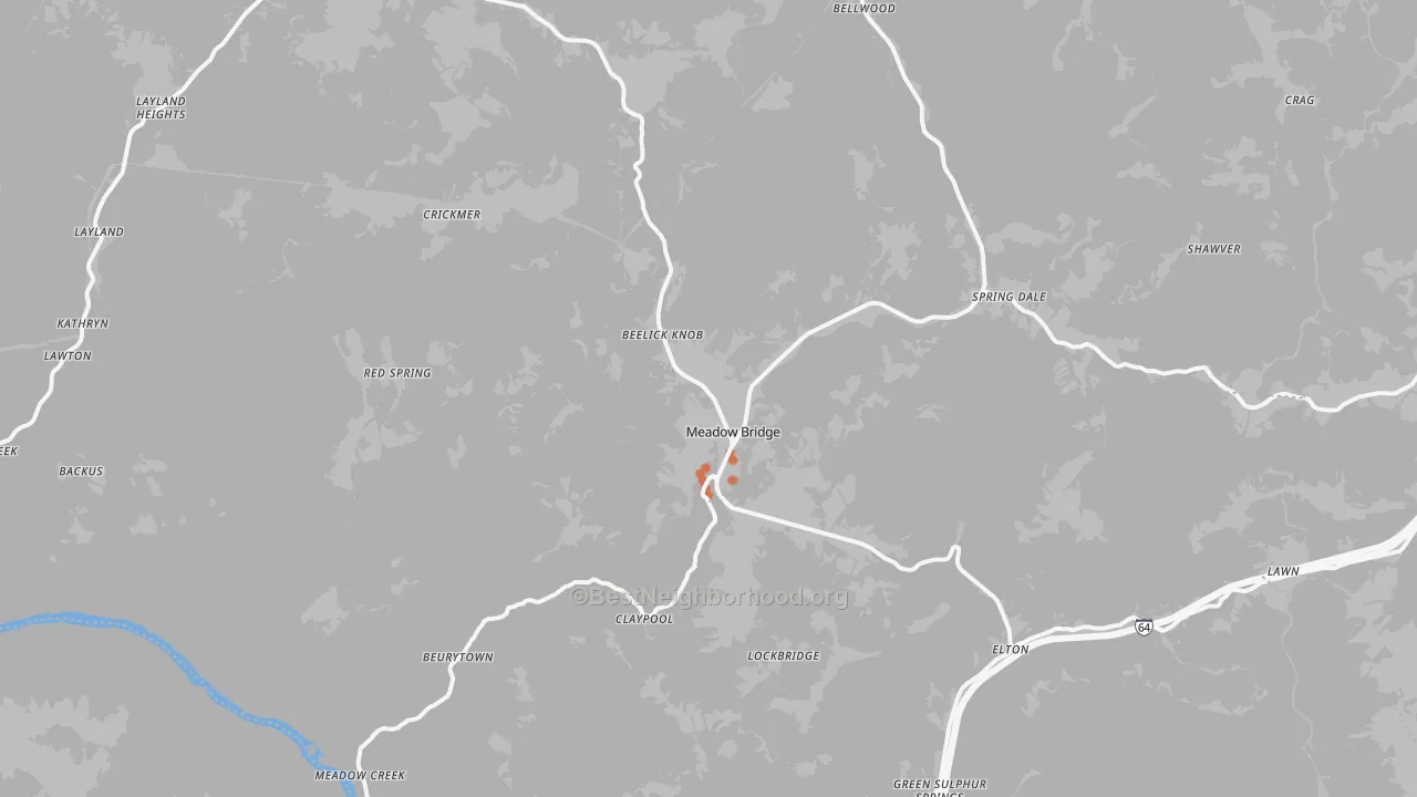 Bike Grade map of Meadow Bridge, WV