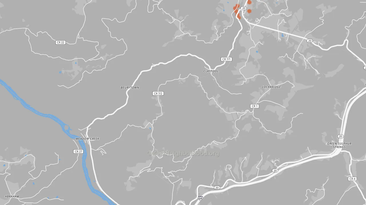 Bike Grade map of Meadow Creek, WV