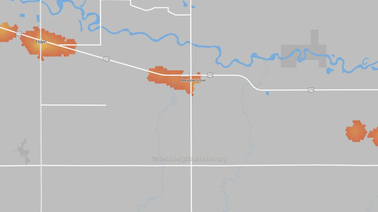 Bike Grade map of Meadow Grove, NE