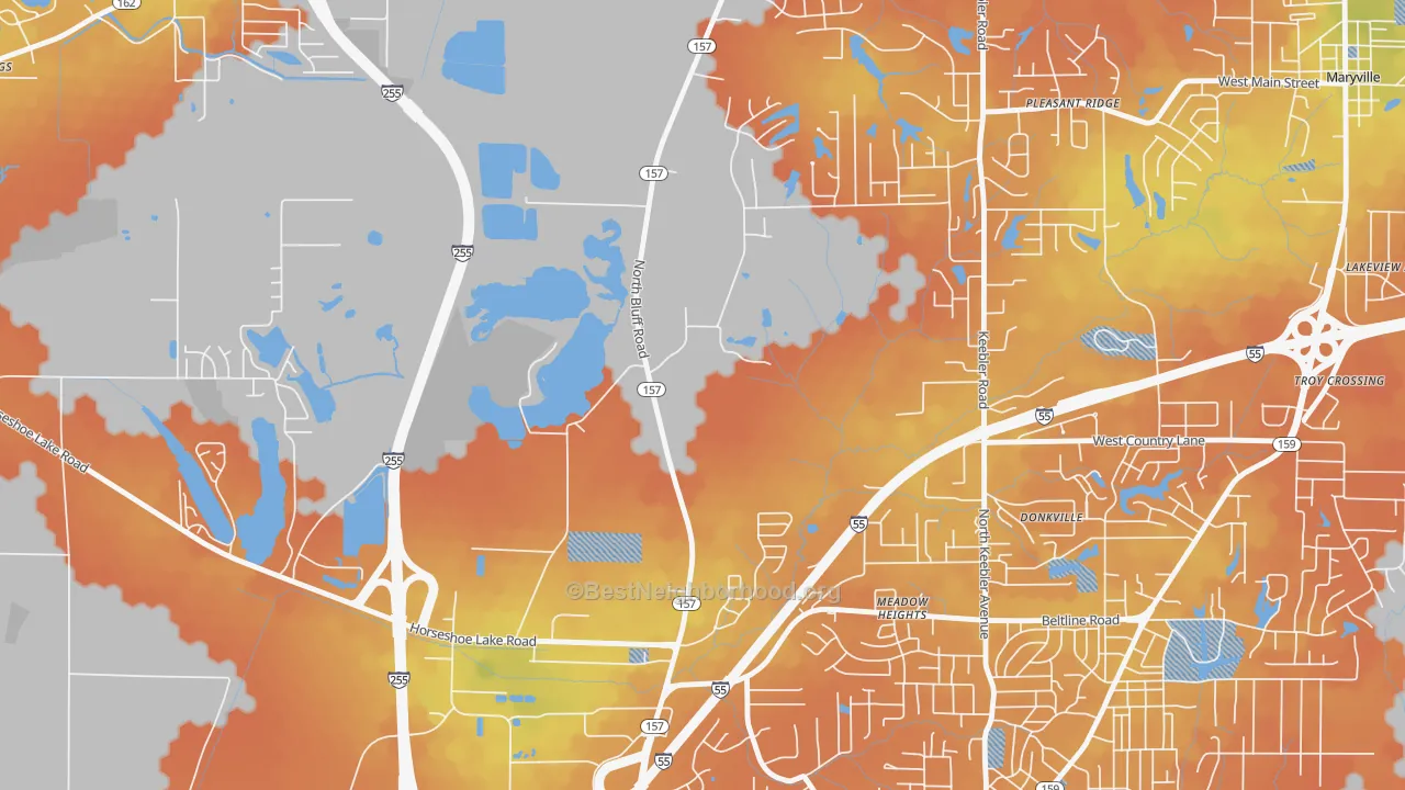 Bike Grade map of Meadow Heights, IL