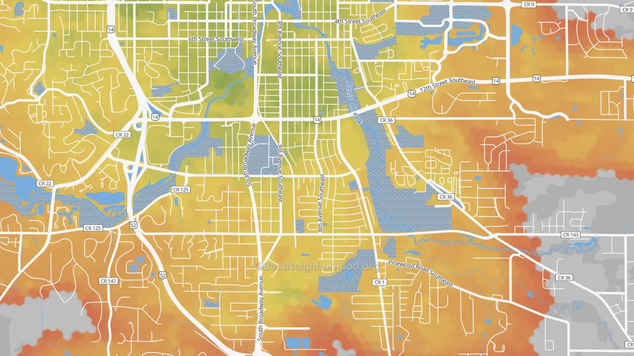 Bike Grade map of Meadow Park, Rochester, MN