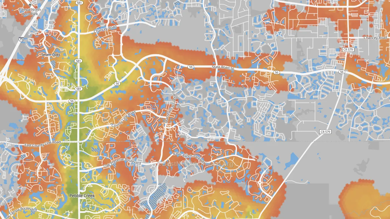 Bike Grade map of Meadow Point, Wesley Chapel, FL