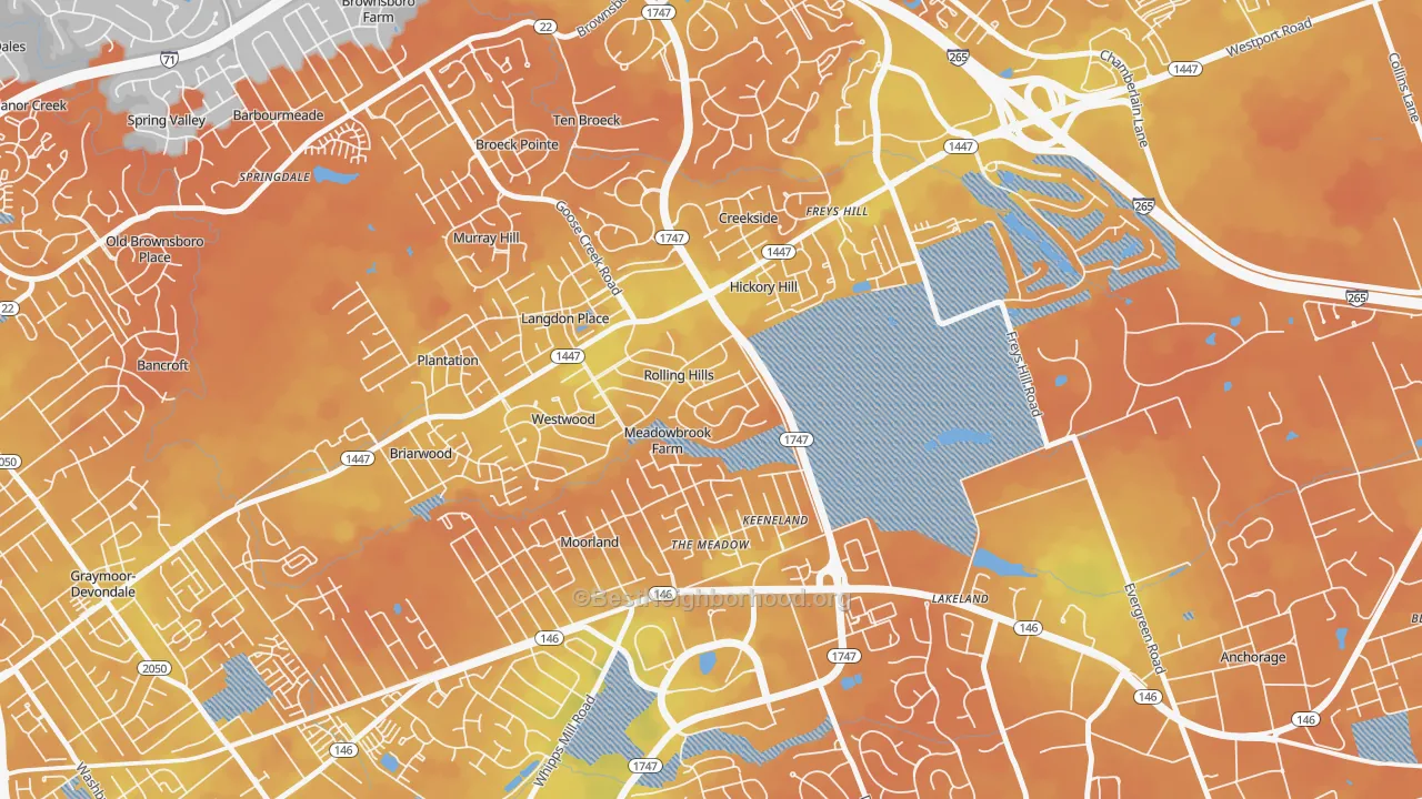 Bike Grade map of Meadow Vale, KY