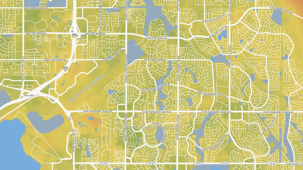 Bike Grade map of Meadow Wood, Aurora, CO