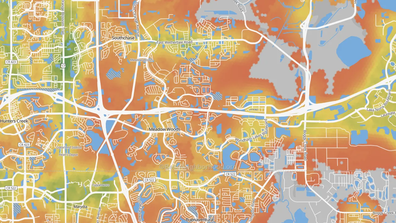 Bike Grade map of Meadow Woods, FL