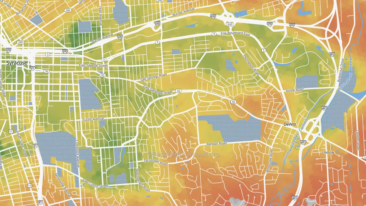 Bike Grade map of Meadowbrook, Syracuse, NY