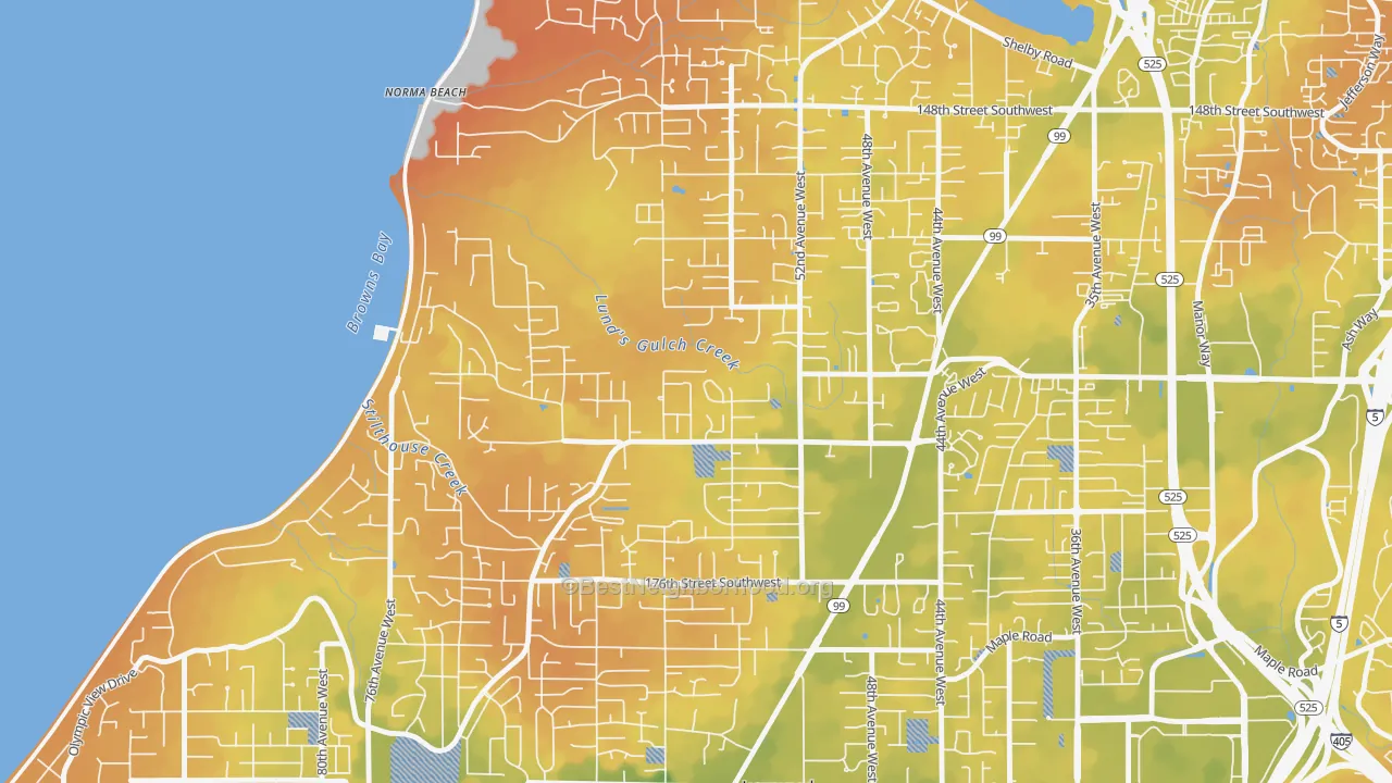 Bike Grade map of Meadowdale, Lynnwood, WA