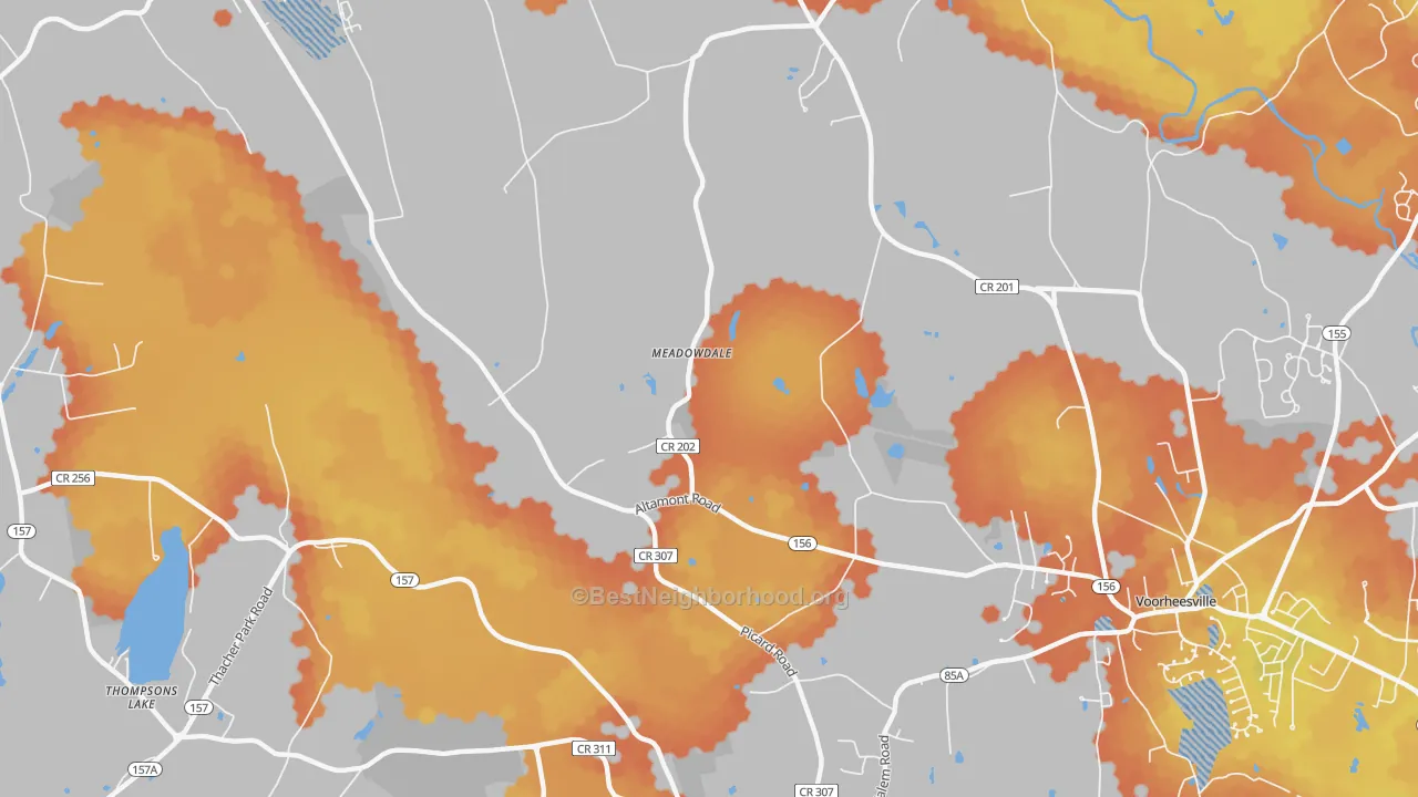 Bike Grade map of Meadowdale, NY