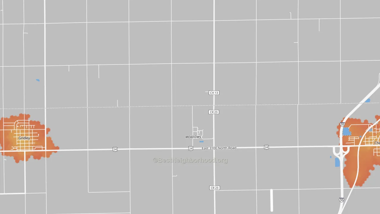 Bike Grade map of Meadows, IL