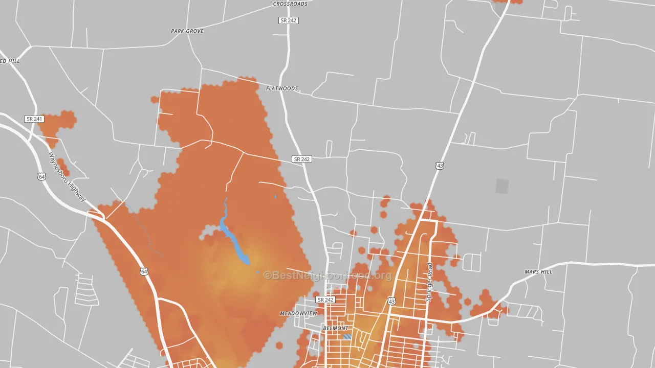 Bike Grade map of Meadowview, TN