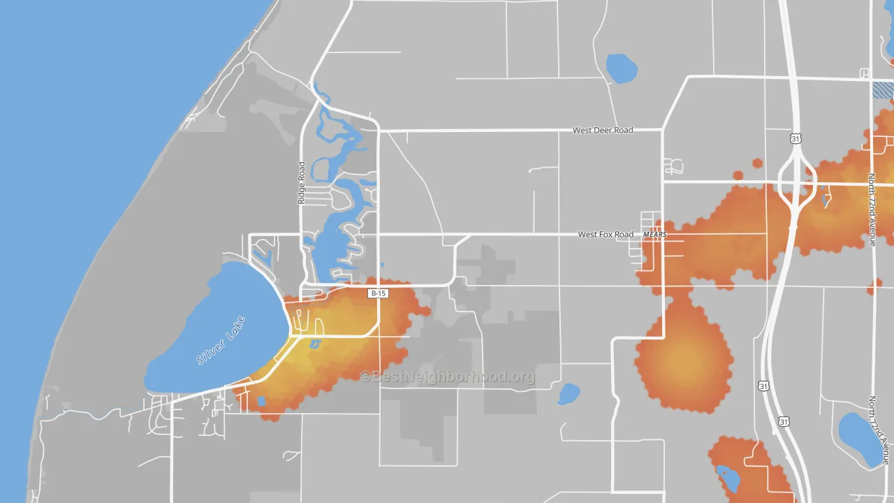 Bike Grade map of Mears, MI