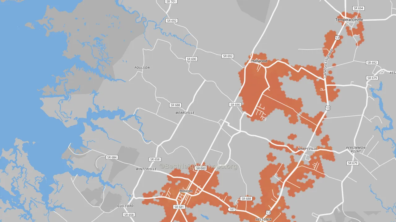 Bike Grade map of Mears, VA