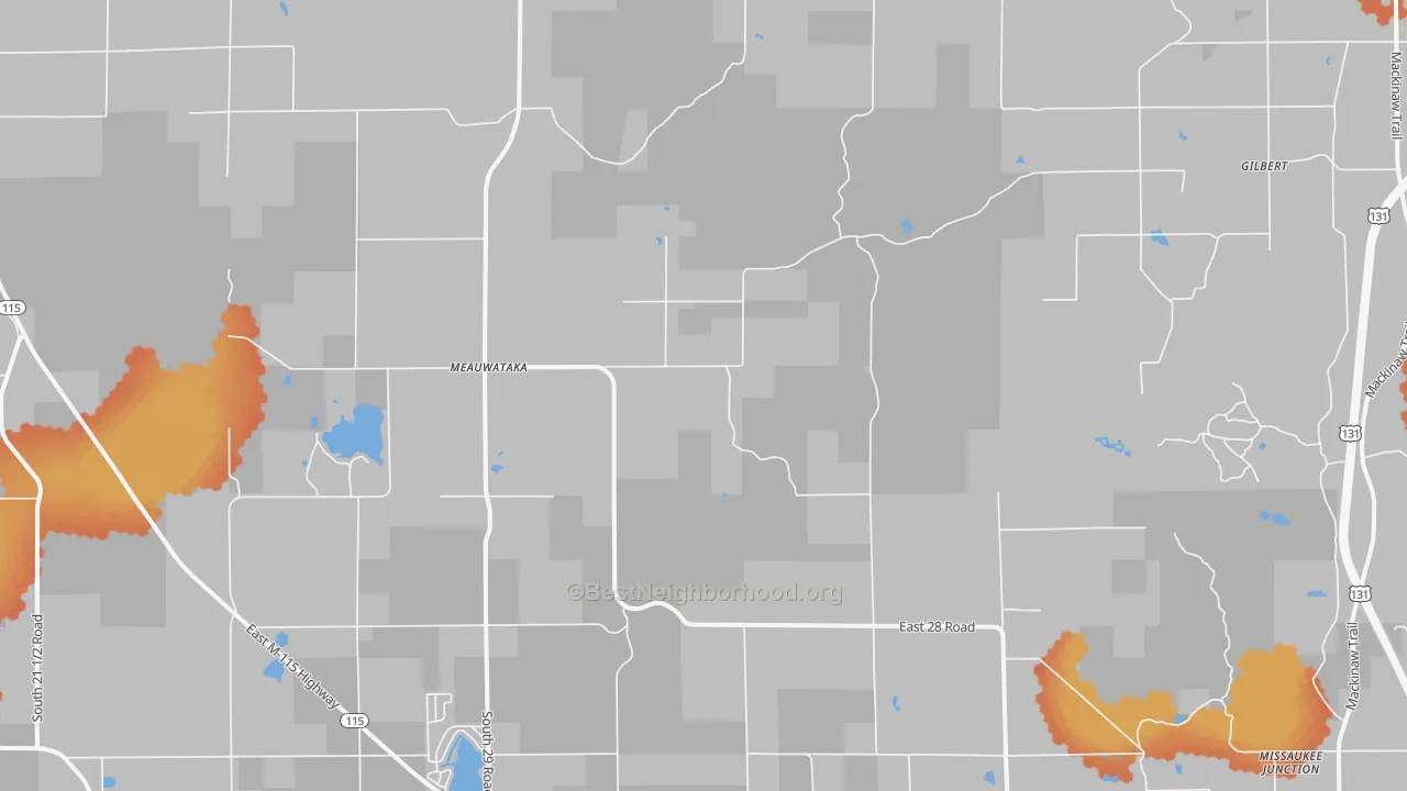Bike Grade map of Meauwataka, MI