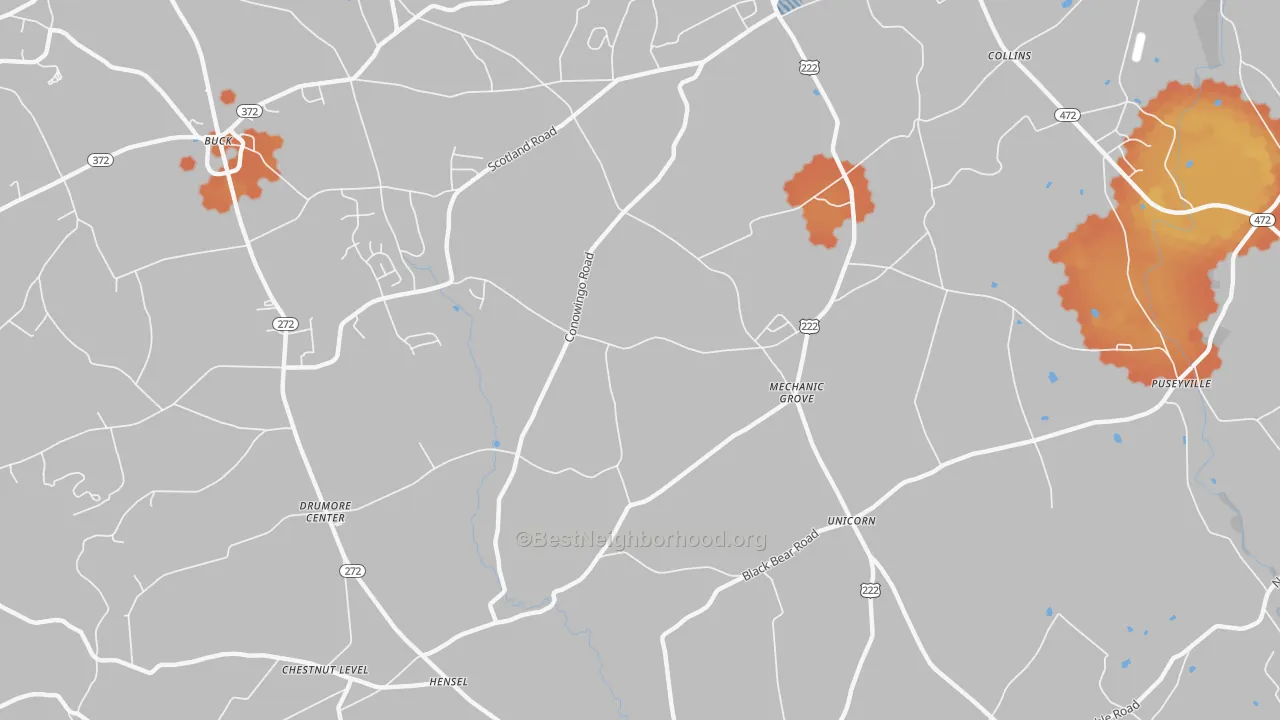 Bike Grade map of Mechanics Grove, PA