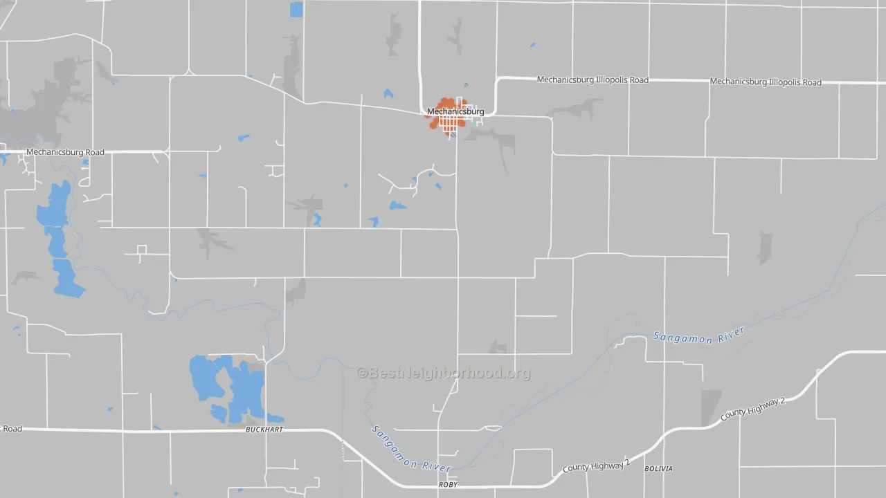 Bike Grade map of Mechanicsburg, IL