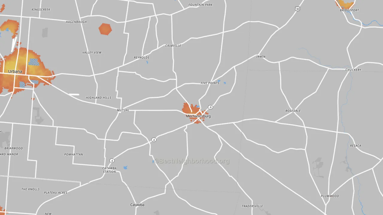 Bike Grade map of Mechanicsburg, OH