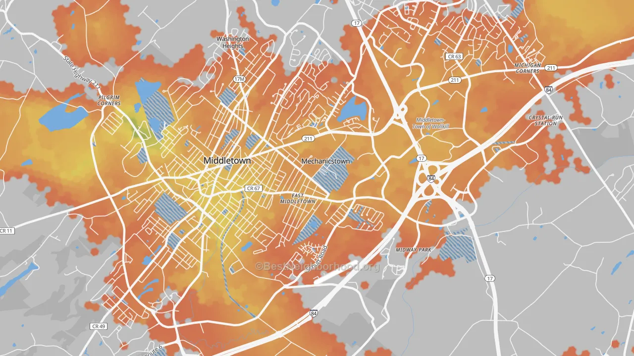 Bike Grade map of Mechanicstown, NY