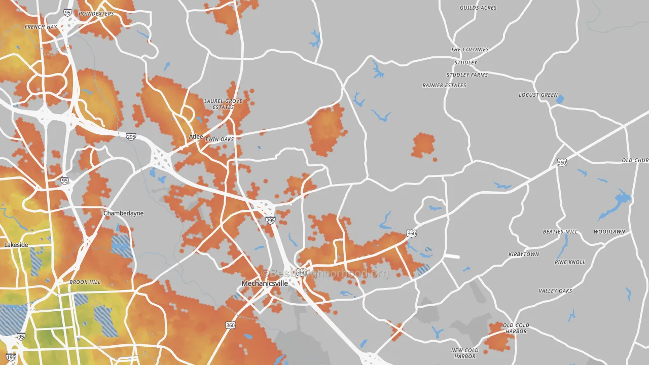 Bike Grade map of Mechanicsville, VA
