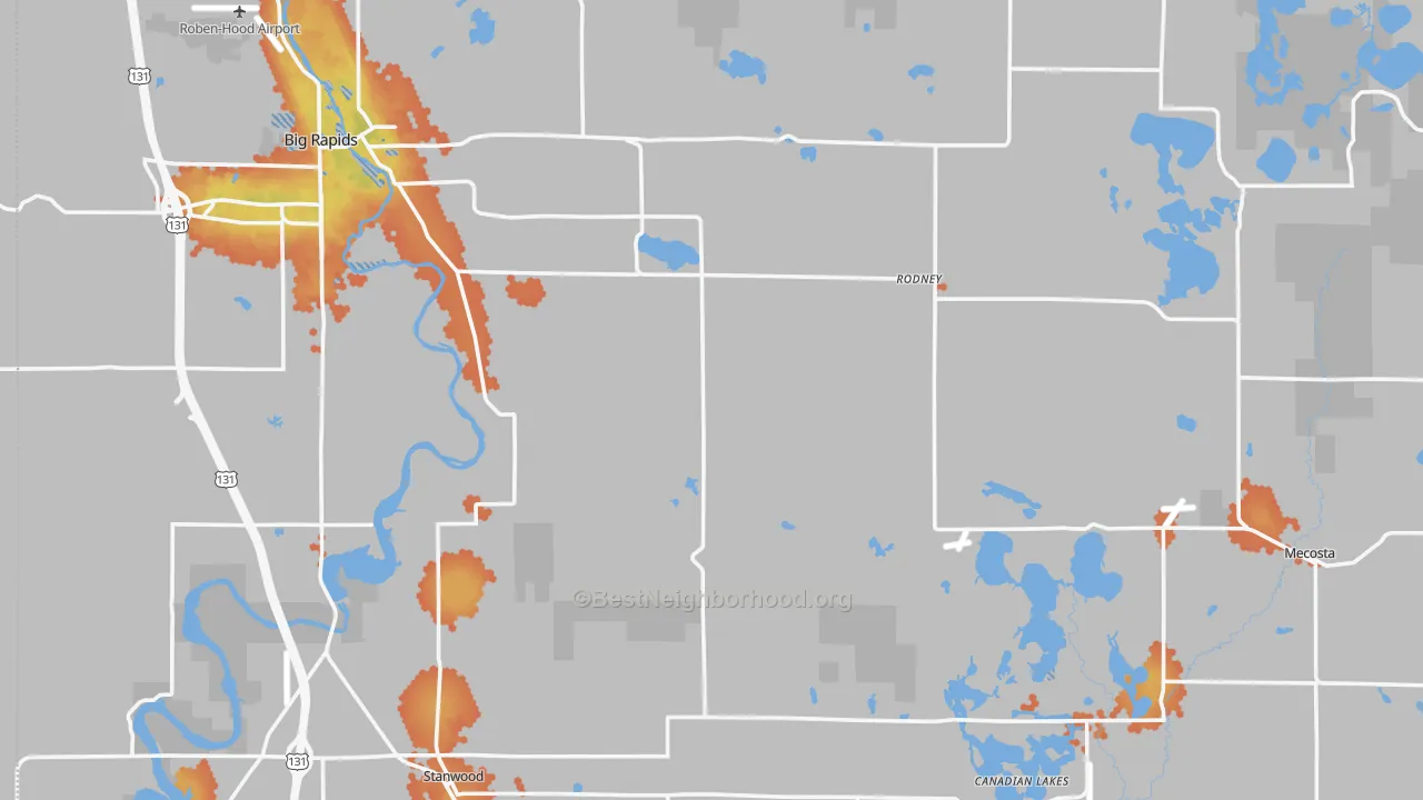 Bike Grade map of Mecosta County, MI