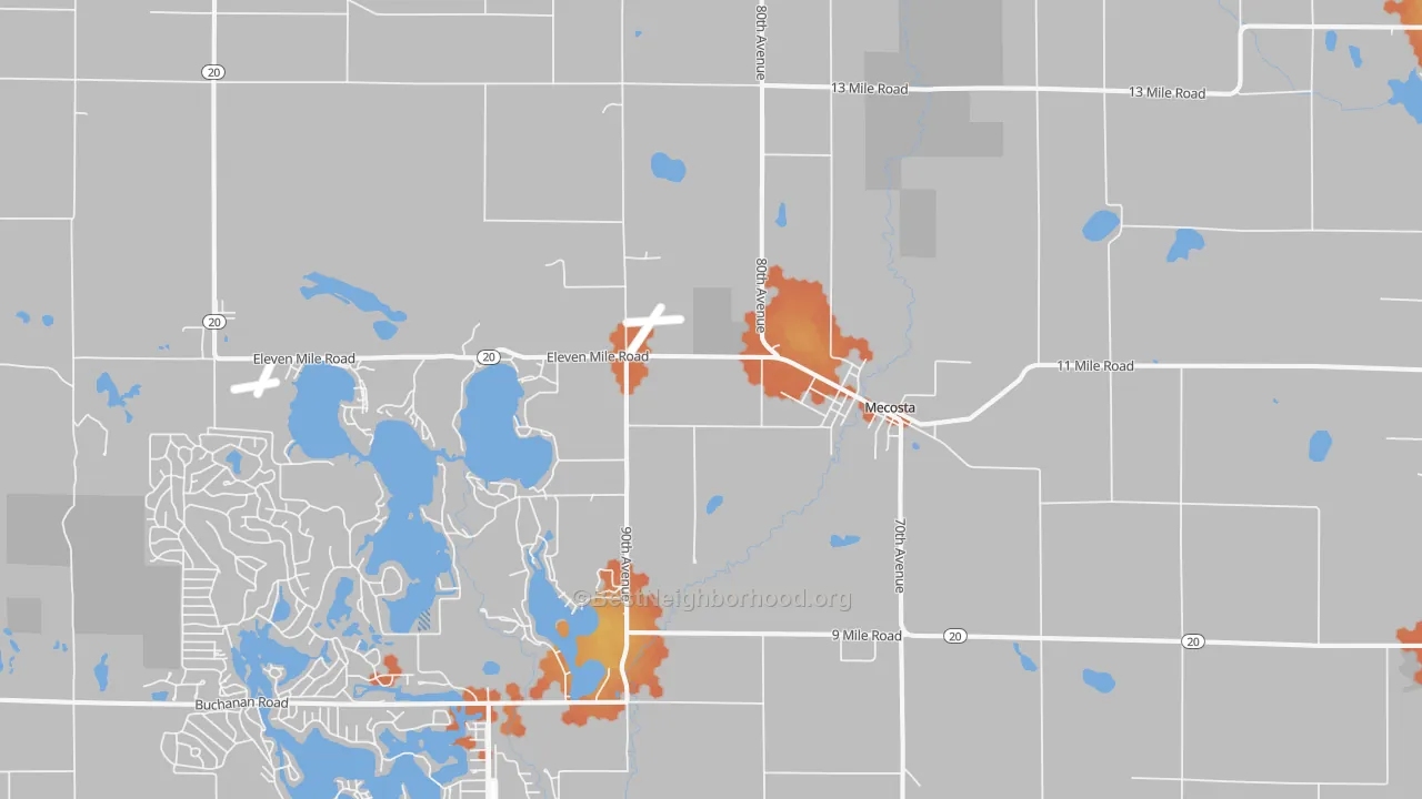 Bike Grade map of Mecosta, MI