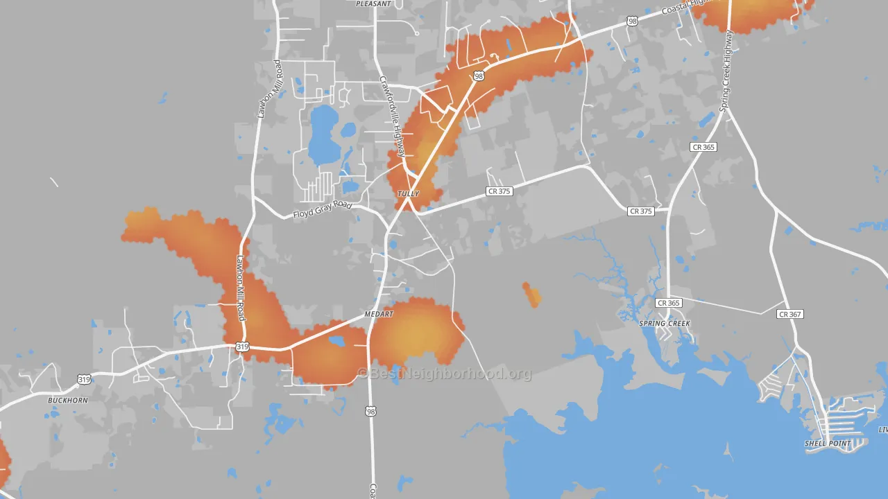 Bike Grade map of Medart, FL