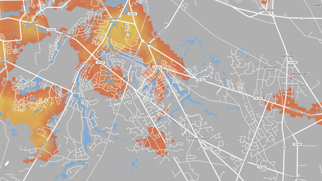 Bike Grade map of Medford Lakes, NJ