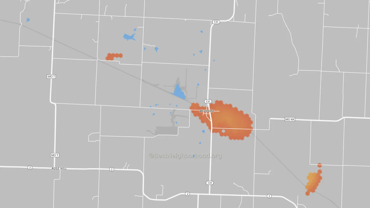 Bike Grade map of Medford, MO