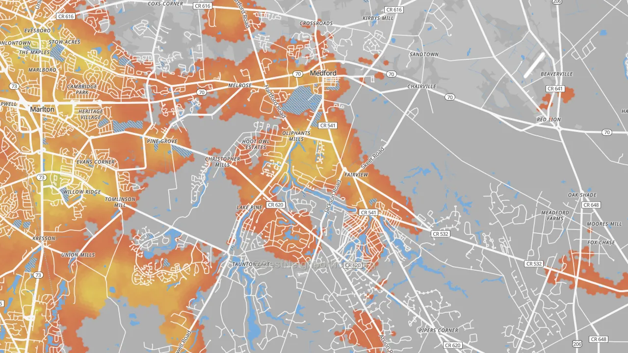 Bike Grade map of Medford, NJ