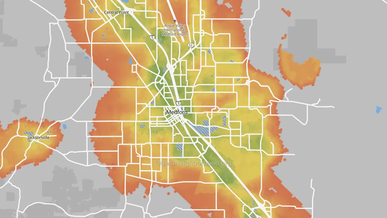 Bike Grade map of Medford, OR
