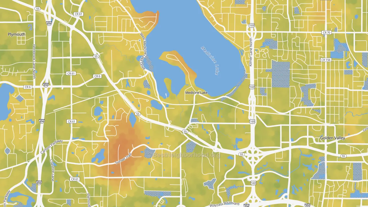 Bike Grade map of Medicine Lake, MN