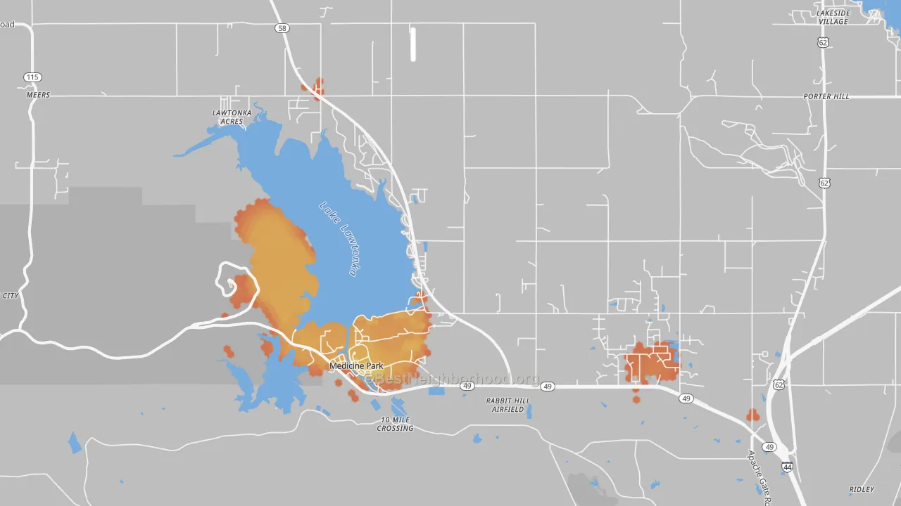 Bike Grade map of Medicine Park, OK