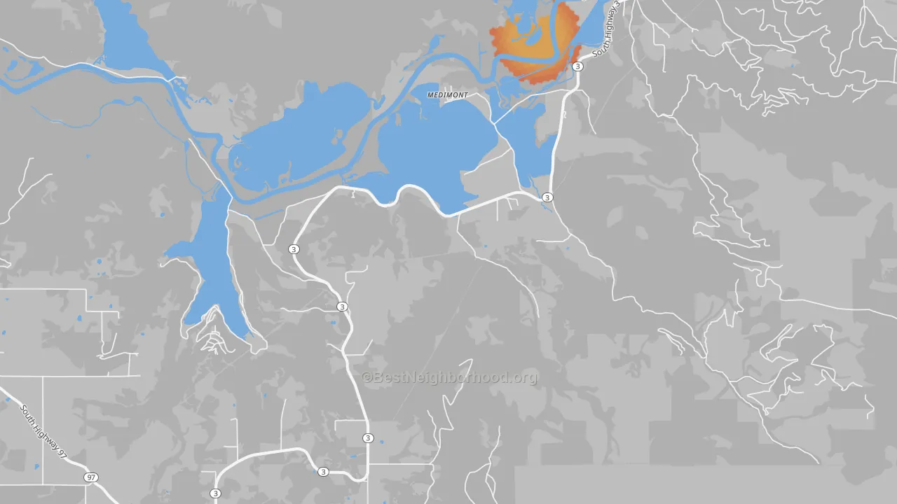 Bike Grade map of Medimont, ID