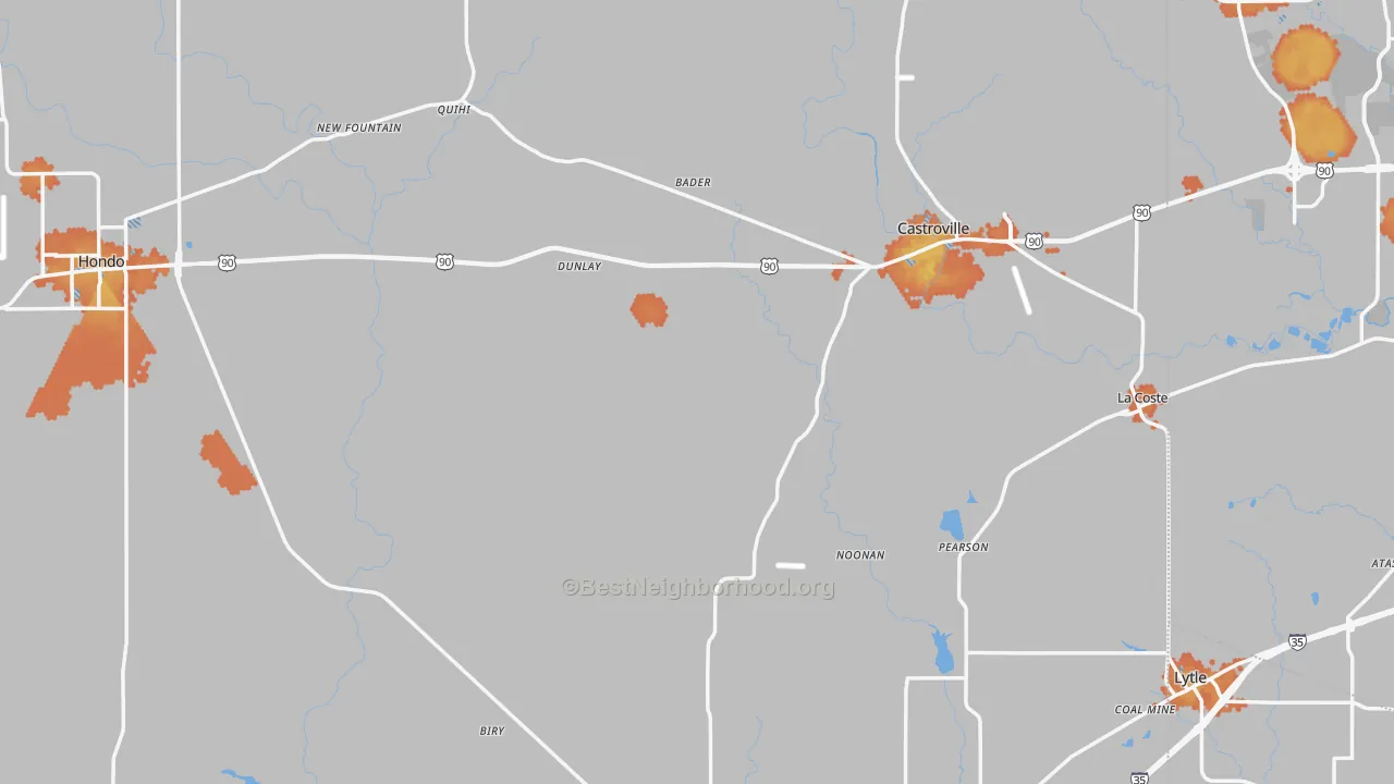 Bike Grade map of Medina County, TX